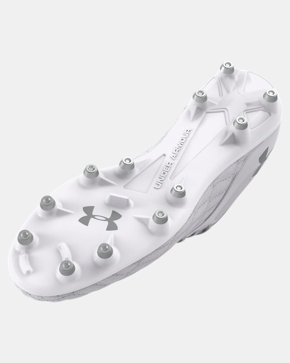 Boys' UA Magnetico Select 3 FG Jr. Soccer Cleats in White image number 4